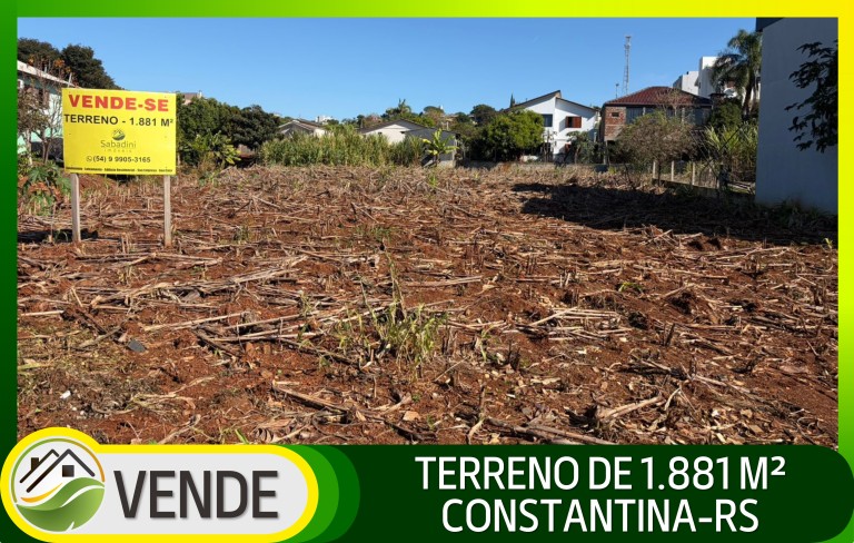TERRENO DE 1.881 M² EM CONSTANTINA-RS