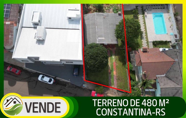 TERRENO DE 480 M² NO CENTRO DE CONSTANTINA-RS