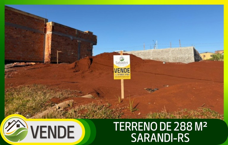 TERRENO DE 288 M² EM SARANDI-RS
