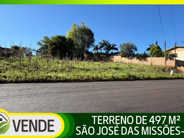 TERRENO DE 497 M² EM SÃO JOSÉ DAS MISSÕES-RS